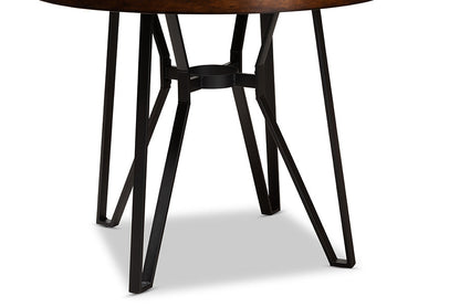 Baxton Studio Carvell Rustic and Industrial Dark Brown Faux Leather Upholstered 5-Piece Pub Set