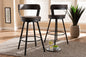 Baxton Studio Arcene Rustic and Industrial Antique Grey Fabric Swivel Bar Stool Set of 2