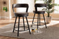 Baxton Studio Arcene Rustic and Industrial Grey Fabric Upholstered Counter Stool Set of 2