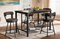 Baxton Studio Arcene Rustic and Industrial Antique Grey Fabric Upholstered 5-Piece Pub Set