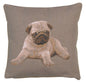 Puppy Pug Grey French Cushion