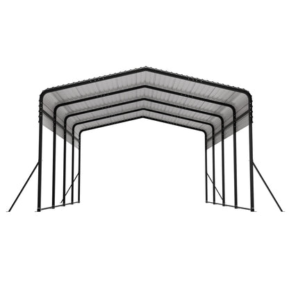 13×20 FT Metal Carport | Heavy-Duty Galvanized Steel Hardtop with Triangle Reinforced Frame & 4 Poles — All-Weather Vehicle & Outdoor Storage Shelter