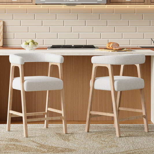26" Counter Height Bar Stools with Back | Set of 2 Padded Kitchen Island & Dining Stools — Modern Minimalist Style