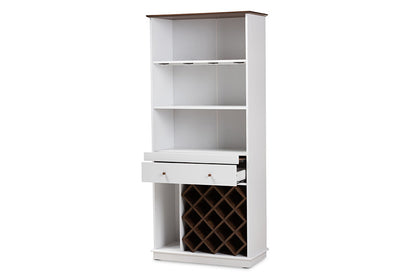 Baxton Studio Serafino Mid-Century Modern Dark Grey and Oak Finished Wood Wine Cabinet