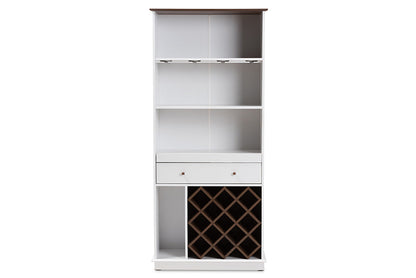 Baxton Studio Serafino Mid-Century Modern Dark Grey and Oak Finished Wood Wine Cabinet