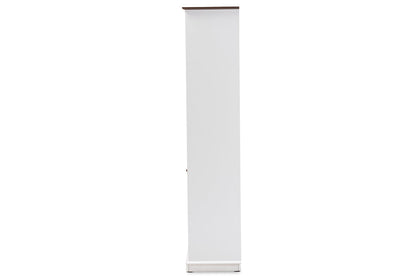 Baxton Studio Serafino Mid-Century Modern Dark Grey and Oak Finished Wood Wine Cabinet