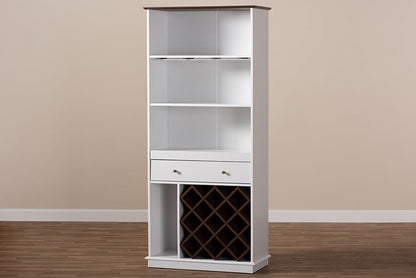 Baxton Studio Serafino Mid-Century Modern Dark Grey and Oak Finished Wood Wine Cabinet