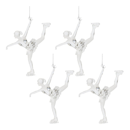 Clear Acrylic Ice Skater Ornament (Set of 4)