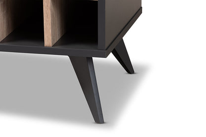 Baxton Studio Pietro Mid-Century Modern Dark Grey and Oak Finished Wine Cabinet