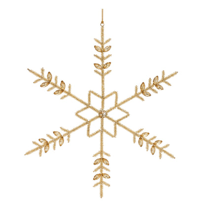 Gold Beaded Metal Snowflake Ornament (Set of 6)
