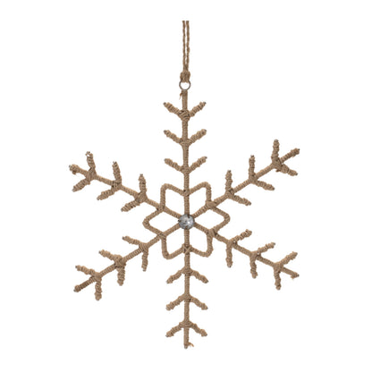 Jute Wrapped Metal Snowflake Oranment (Set of 12)