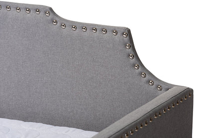 Baxton Studio Ally Modern and Contemporary Grey Fabric Upholstered Twin Size Sofa Daybed with Roll Out Trundle Guest Bed