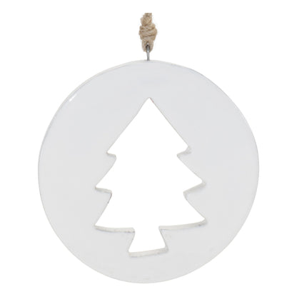 White Wood Pine Tree Cut-Out Ornament (Set of 12)