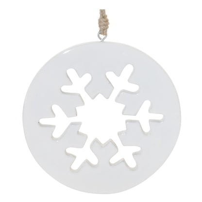 White Wood Snowflake Cut-Out Ornament (Set of 12)