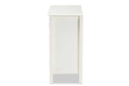 Baxton Studio Kendall Classic and Traditional White Finished Wood and Glass Kitchen Storage Cabinet