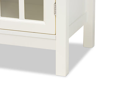 Baxton Studio Kendall Classic and Traditional White Finished Wood and Glass Kitchen Storage Cabinet