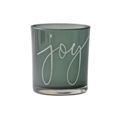 Green Glass Joy Candle Holder (Set of 3)