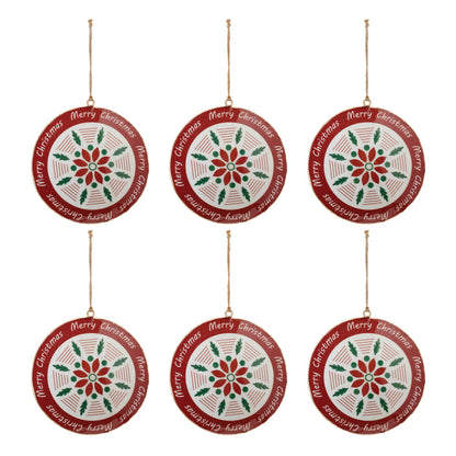 Metal Merry Christmas Snowflake Disc Ornament (Set of 6)