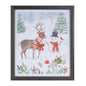 Framed Snowman and Deer Print 11"H