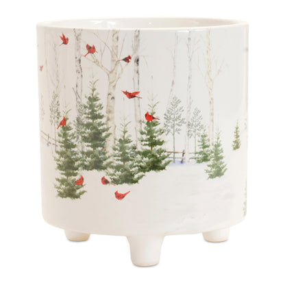 Winter Cardinal Forest Planter (Set of 2)