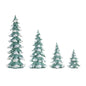 Flocked Seafoam Pine Tree with Carved Design (Set of 4)