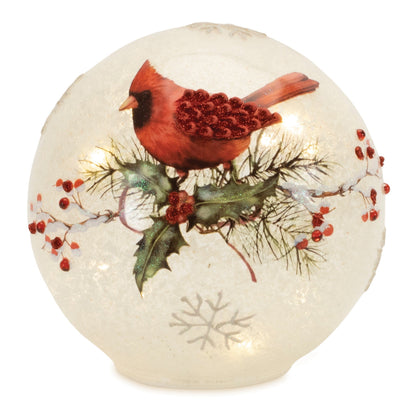 LED Frosted Cardinal Berry Globe (Set of 2)