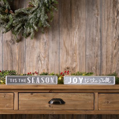 Metal Holiday Sentiment Sign (Set of 2)