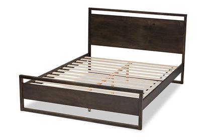 Baxton Studio Inicio Modern and Contemporary Charcoal Brown Finished Wood Queen Size Platform Bed