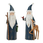 Carved Woodland Santa with Deer Figurine (Set of 2)