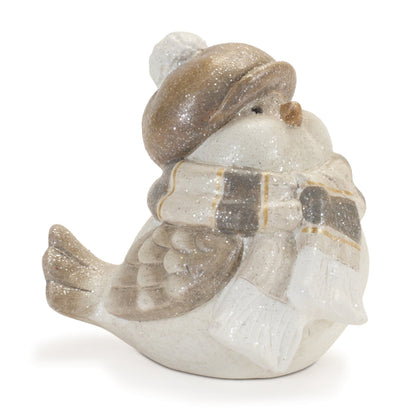 Glittered Winter Bird with Hat (Set of 4)