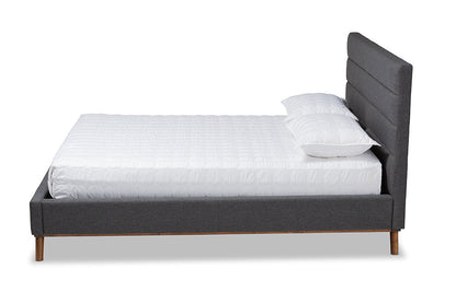 Baxton Studio Erlend Mid-Century Modern Dark Grey Fabric Upholstered King Size Platform Bed