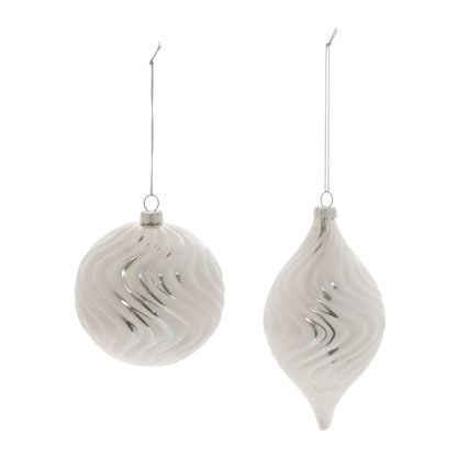 Ivory Wavy Glass Ornament (Set of 6)