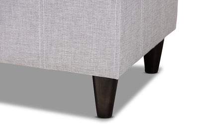 Baxton Studio Brette Mid-Century Modern Grayish Beige Fabric Upholstered Dark Brown Finished Wood Storage Bench Ottoman