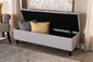Baxton Studio Brette Mid-Century Modern Grayish Beige Fabric Upholstered Dark Brown Finished Wood Storage Bench Ottoman