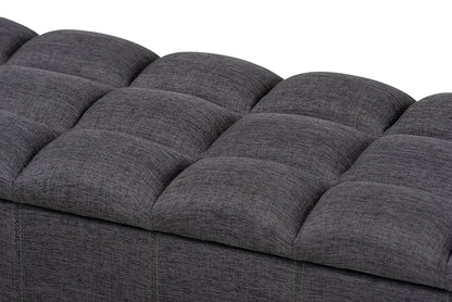 Baxton Studio Brette Mid-Century Modern Charcoal Fabric Upholstered Dark Brown Finished Wood Storage Bench Ottoman