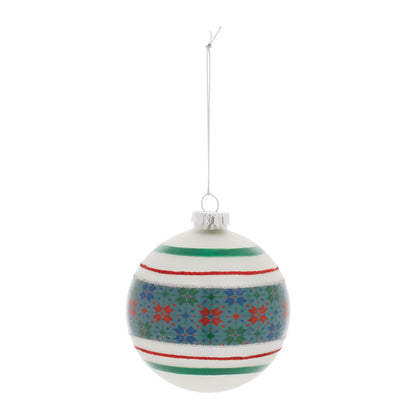 Stripe Patterened Glass Ball Ornament (Set of 6)