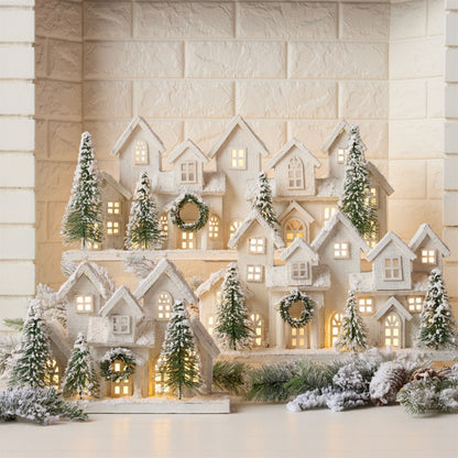 LED Flocked Winter Village Display 17"L