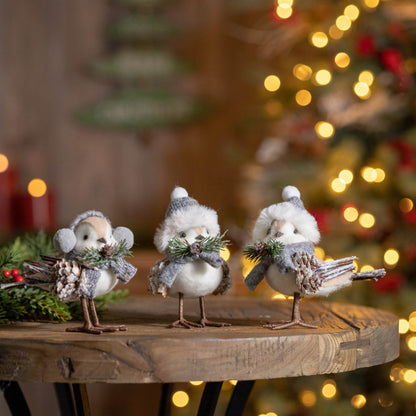 Winter Bird Shelf Sitter with Natural Accents (Set of 12)