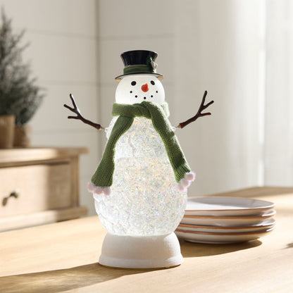 LED Snowman Snow Globe 11"H
