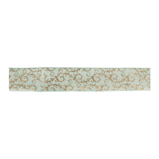 Orante Green and Gold Glitter Wired Ribbon 4" x 10 yds.