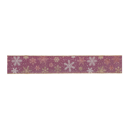 Mauve and Glitter Snowflake Wired Ribbon 2.5" x 10yds.