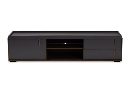 Baxton Studio Rikke Modern and Contemporary Two-Tone Gray and Walnut Finished Wood 2-Drawer TV Stand