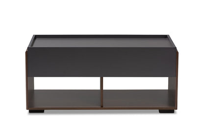 Baxton Studio Rikke Modern and Contemporary Two-Tone Gray and Walnut Finished Wood 2-Drawer Coffee Table