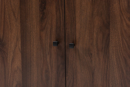 Baxton Studio Rossin Modern and Contemporary Walnut Brown Finished 2-Door Wood Entryway Shoe Storage Cabinet