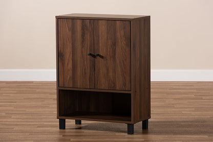 Baxton Studio Rossin Modern and Contemporary Walnut Brown Finished 2-Door Wood Entryway Shoe Storage Cabinet