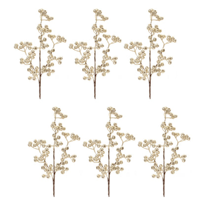 Glittered Champagne Berry Spray (Set of 6)