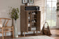 Baxton Studio Fella Mid-Century Modern Two-Tone Oak Brown and Dark Gray Entryway Shoe Cabinet with Drawer