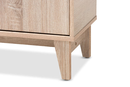Baxton Studio Fella Mid-Century Modern Two-Tone Oak Brown and Dark Gray Entryway Shoe Cabinet with Lift-Top Storage Compartment