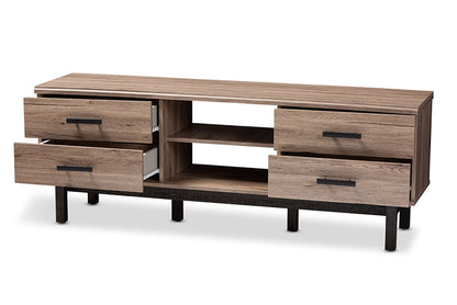 Baxton Studio Arend Modern and Contemporary Two-Tone Oak and Ebony Wood 4-Drawer TV Stand