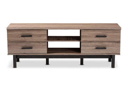 Baxton Studio Arend Modern and Contemporary Two-Tone Oak and Ebony Wood 4-Drawer TV Stand